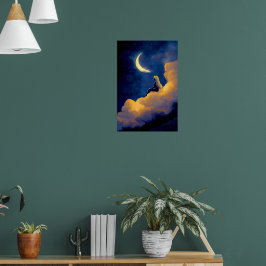 Moonlit Clouds Poster 16x24 Dreamy Wall Art ポスター