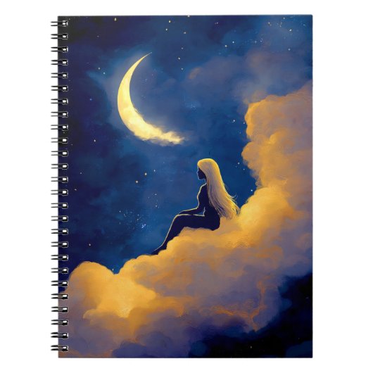 Moonlit Clouds Spiral Notebook ノートブック (正面)