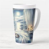 Moonlit Coastal Bedroom with Sleeping Cat カフェラテマグ (右アングル)