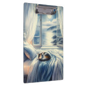 Moonlit Coastal Bedroom with Sleeping Cat クリップボード (右)