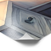 Moonlit Coastal Bedroom with Sleeping Cat フォトプリント (角)