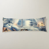 Moonlit Coastal Bedroom with Sleeping Cat ボディピロー (裏面)