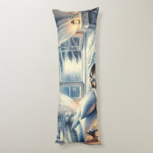 Moonlit Coastal Bedroom with Sleeping Cat ボディピロー (裏面 (縦))