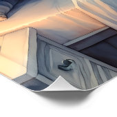 Moonlit Coastal Bedroom with Sleeping Cat ポスター (コーナー)