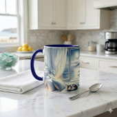 Moonlit Coastal Bedroom with Sleeping Cat マグカップ