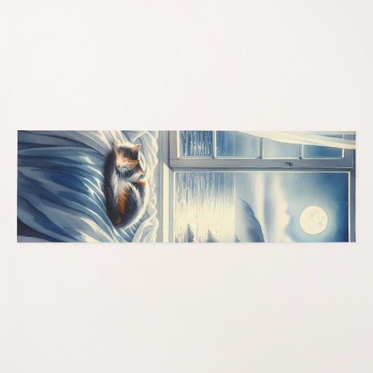 Moonlit Coastal Bedroom with Sleeping Cat ヨガマット (正面(横))