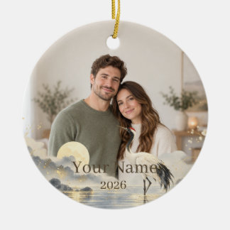 Moonlit Crane Custom Photo Ornament セラミックオーナメント