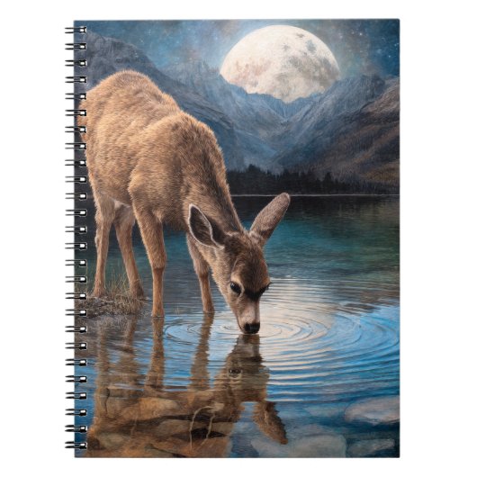 Moonlit Deer Mountain Lake Notebook ノートブック (正面)