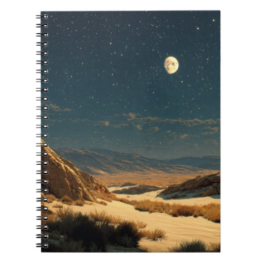 Moonlit Desert Starry Night Notebook ノートブック (正面)