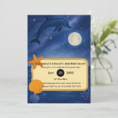 Moonlit Dolphin & Ocean Night Scene Birthday  招待状 (スタンド正面)