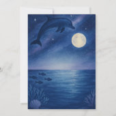 Moonlit Dolphin & Ocean Night Scene Birthday  招待状 (裏面)