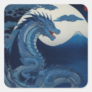 Moonlit Dragon of Fuji Square Sticker スクエアシール