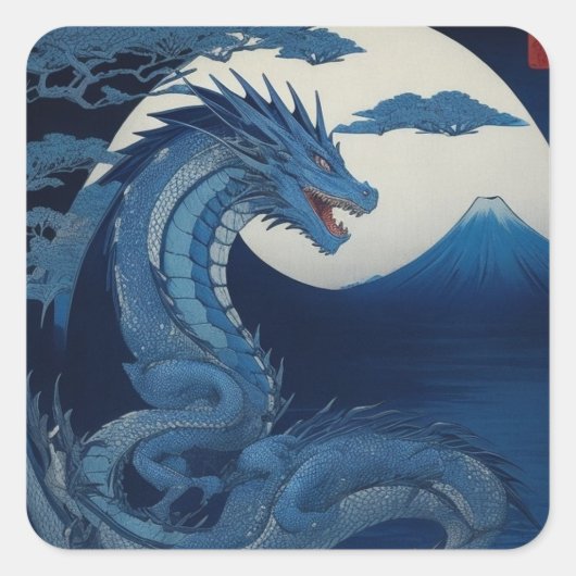 Moonlit Dragon of Fuji Square Sticker スクエアシール (正面)
