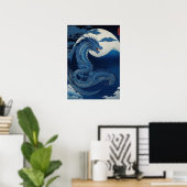 Moonlit Dragon of Fuji Wall Art Poster ポスター (ホームオフィス)