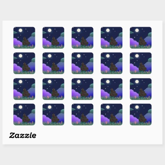Moonlit Dreamer Girl Square Sticker  スクエアシール (シート)