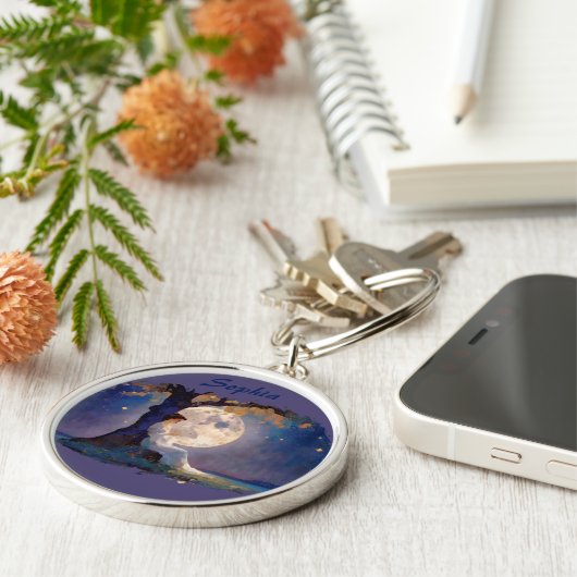 Moonlit Dreamer - Serene Night Sky キーホルダー (側面)