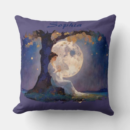 Moonlit Dreamer - Serene Night Sky クッション (正面)