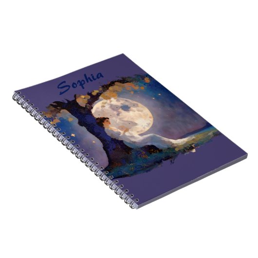Moonlit Dreamer - Serene Night Sky ノートブック (右側)