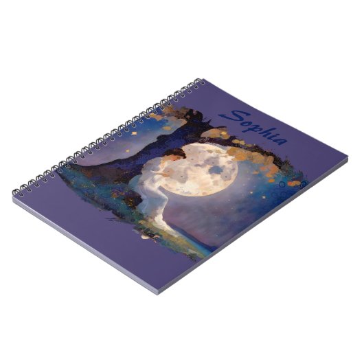 Moonlit Dreamer - Serene Night Sky ノートブック (左側)