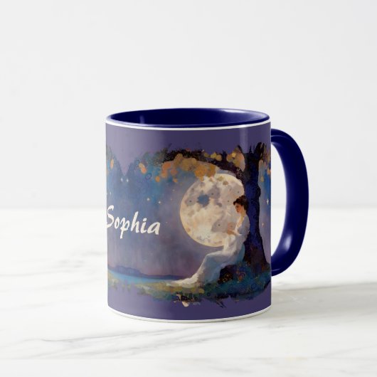 Moonlit Dreamer - Serene Night Sky マグカップ (正面右)