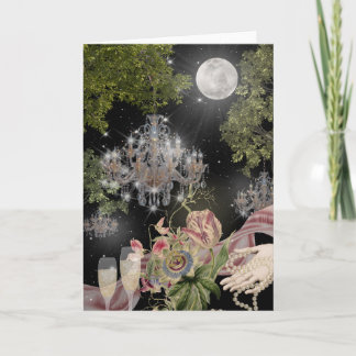 Moonlit Elegance in a Garden Folded Greeting Card カード
