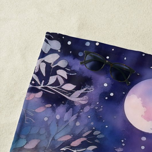 Moonlit Enchanted Forest Nightscape ビーチタオル (インサイチュ)