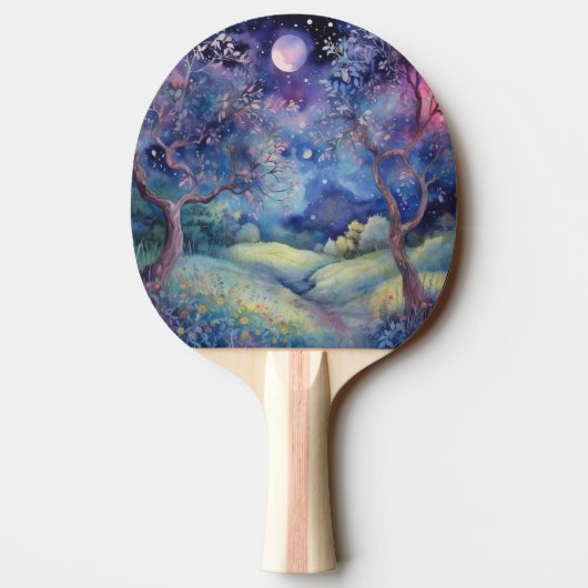 Moonlit Enchanted Forest Nightscape 卓球ラケット (裏面)