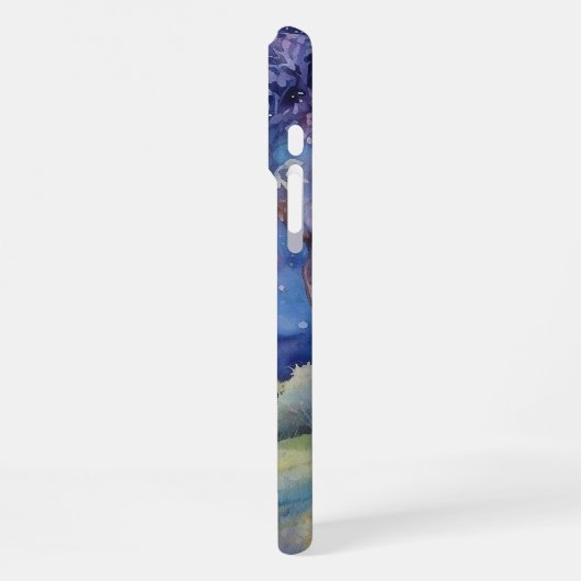 Moonlit Enchanted Forest Nightscape iPhoneケース (左側面)