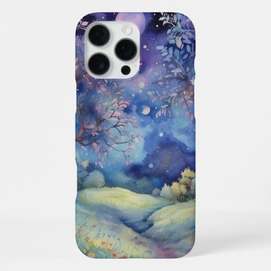 Moonlit Enchanted Forest Nightscape iPhoneケース (裏面)
