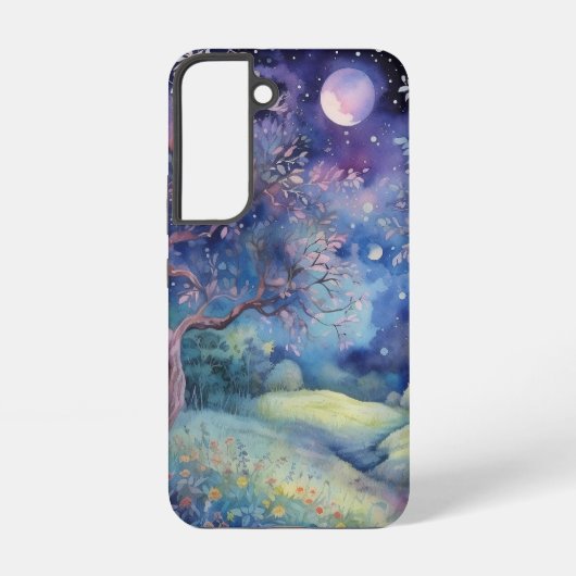 Moonlit Enchanted Forest Nightscape Samsung Galaxyケース (裏面)