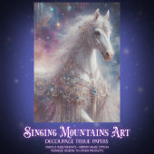 Moonlit Fairytale Mystical White Horse Decoupage 薄葉紙