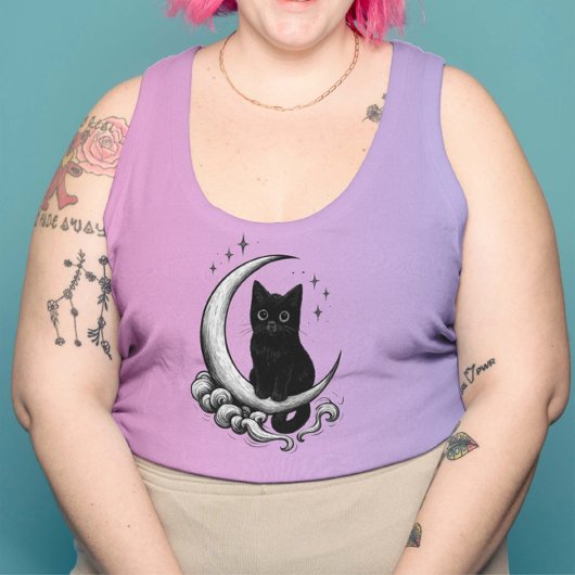 Moonlit Familiar – Black Cat on Crescent Moon  スウェットシャツ