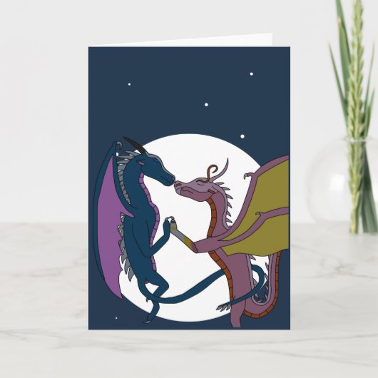 Moonlit Fantasy Dragon Couple Art Love Card カード (正面)