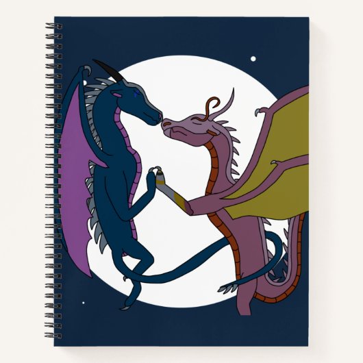 Moonlit Fantasy Dragon Couple Art Spiral Notebook  ノートブック (正面)