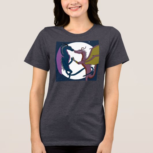 Moonlit Fantasy Dragon Dance Hand-Drawn Art Shirt トライブレンドＴシャツ (正面)