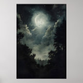 Moonlit Forest Print, Gothic Witchy Decor, Dark ポスター (正面)