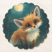Moonlit Fox, Night Forest  ペーパーコースター (正面)