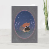Moonlit Fox on Woodland Log 5x7 Greeting Card カード (正面)