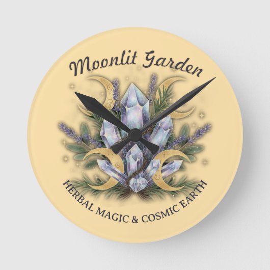 Moonlit Garden • ハーバルマジック (数字なし) ラウンド壁時計 (正面)