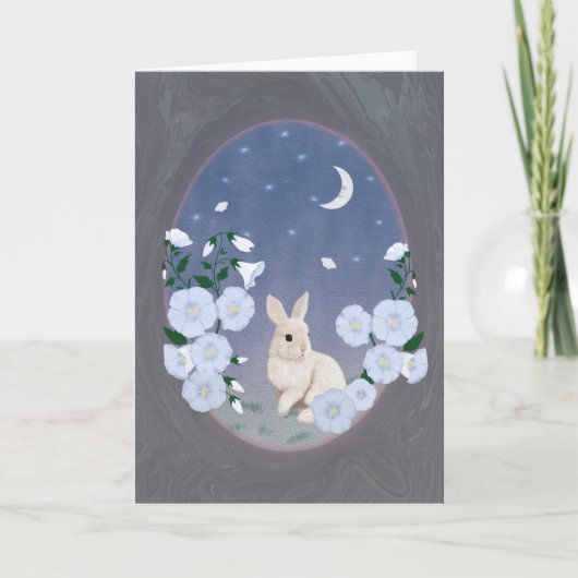 Moonlit Garden Bunny 5x7 Greeting Card  カード (正面)