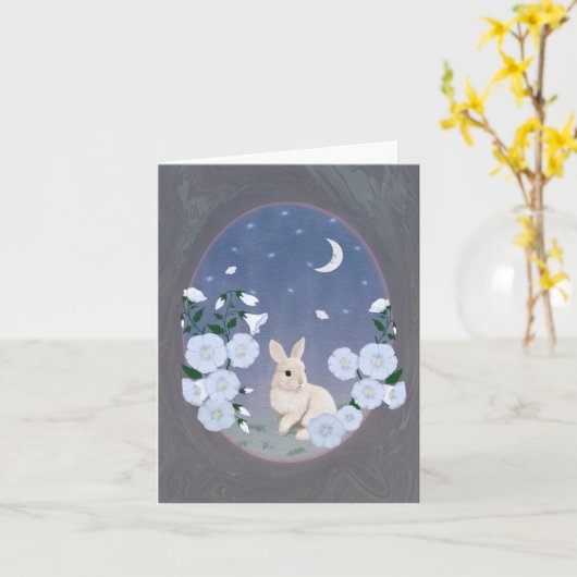 Moonlit Garden Bunny Small Greeting Card  カード (黄色い花)