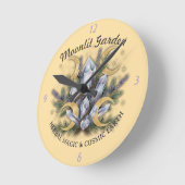 Moonlit Garden Crystal Bouquet - Herbal Magic ラウンド壁時計 (傾斜)