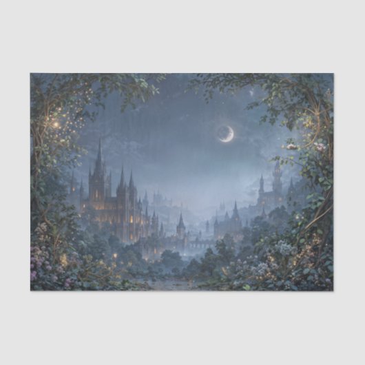 Moonlit Glowing Gothic Fantasy Citadel 薄葉紙 (正面)
