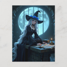 Moonlit Gothic Anime Witch Hlloween Postcard シーズンポストカード
