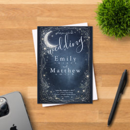 Moonlit Grove Celestial Woodland Wedding アクリル招待状