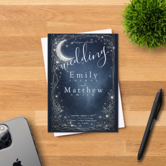 Moonlit Grove Celestial Woodland Wedding アクリル招待状 (インサイチュ (招待状))