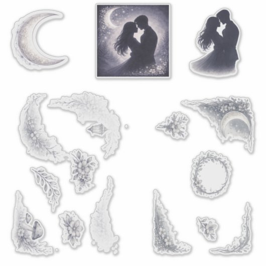 Moonlit Grove Celestial Woodland Wedding シール (正面)