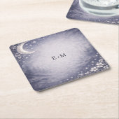 Moonlit Grove Celestial Woodland Wedding スクエアペーパーコースター (アングル)