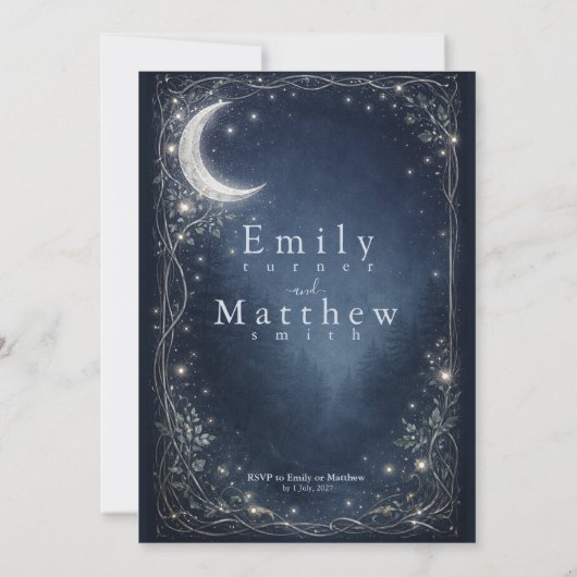 Moonlit Grove Celestial Woodland Wedding 招待状 (裏面)