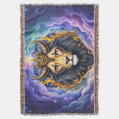 Moonlit Guardians – Cosmic lion. スローブランケット (正面縦)